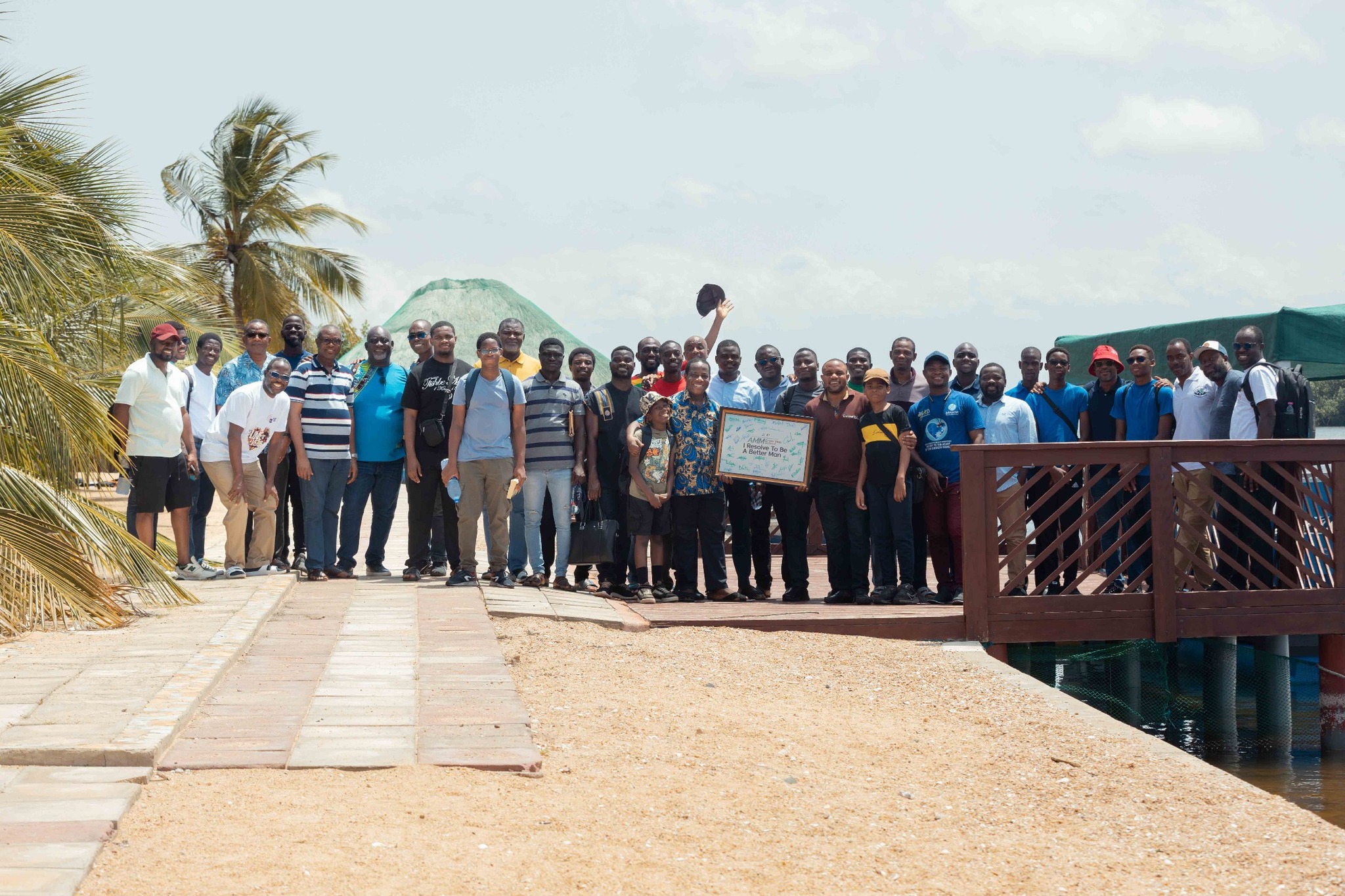 Men gathered at Chill River Resort on the banks of the Volta River for the Better Men's Retreat 2025.